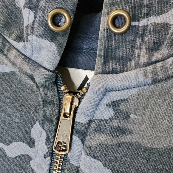 American Giant Jacket Sweatshirt Large Blue Camo Terry ZipUp Skater Grunge Gorp - Picture 5 of 12